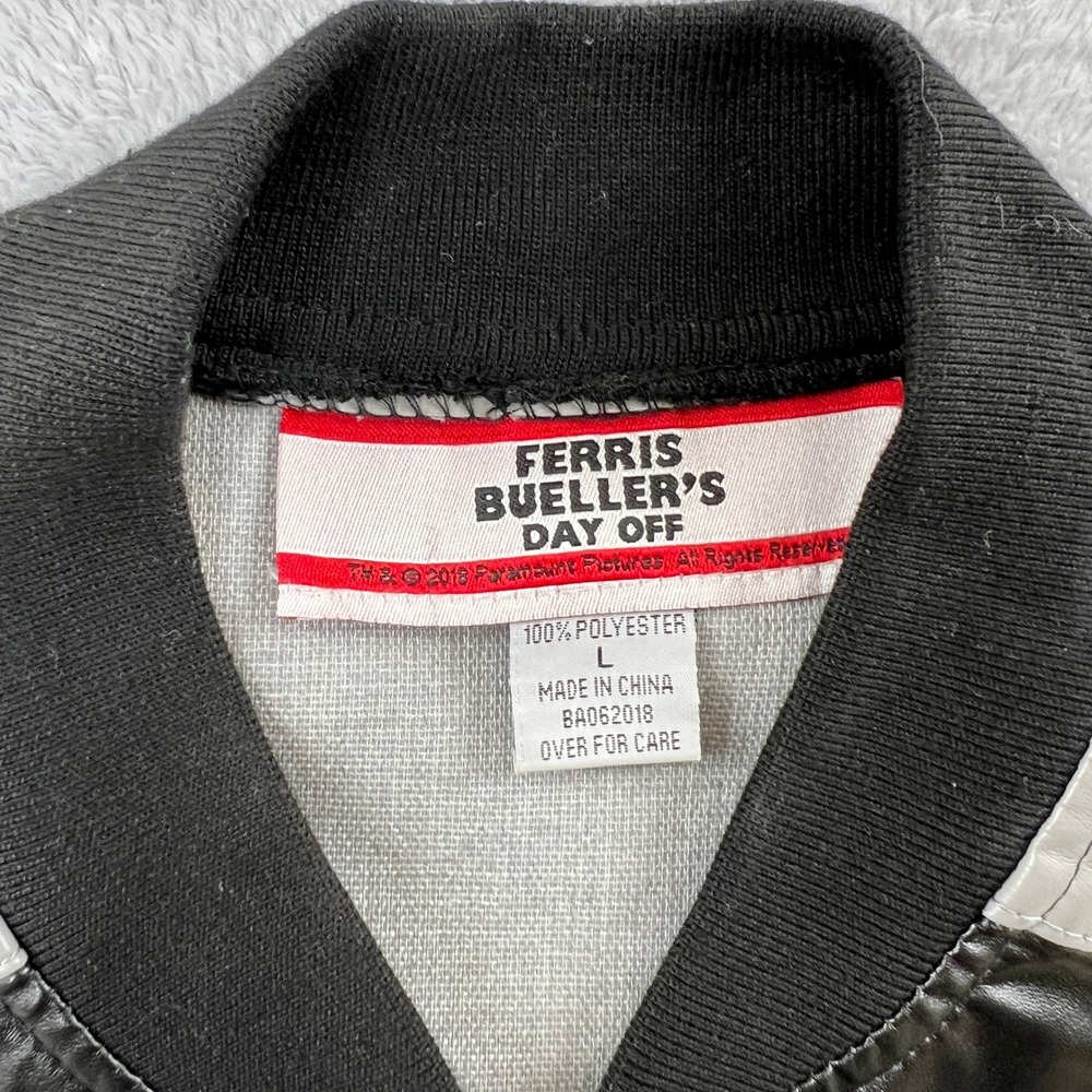 Ferris Bueller's Day Off Replica Bomber Jacket L Black Men 80s Movie Costume - Picture 3 of 10